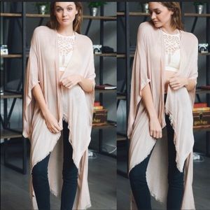 Oversize Cardigan Open Kimono, Pink, One Size